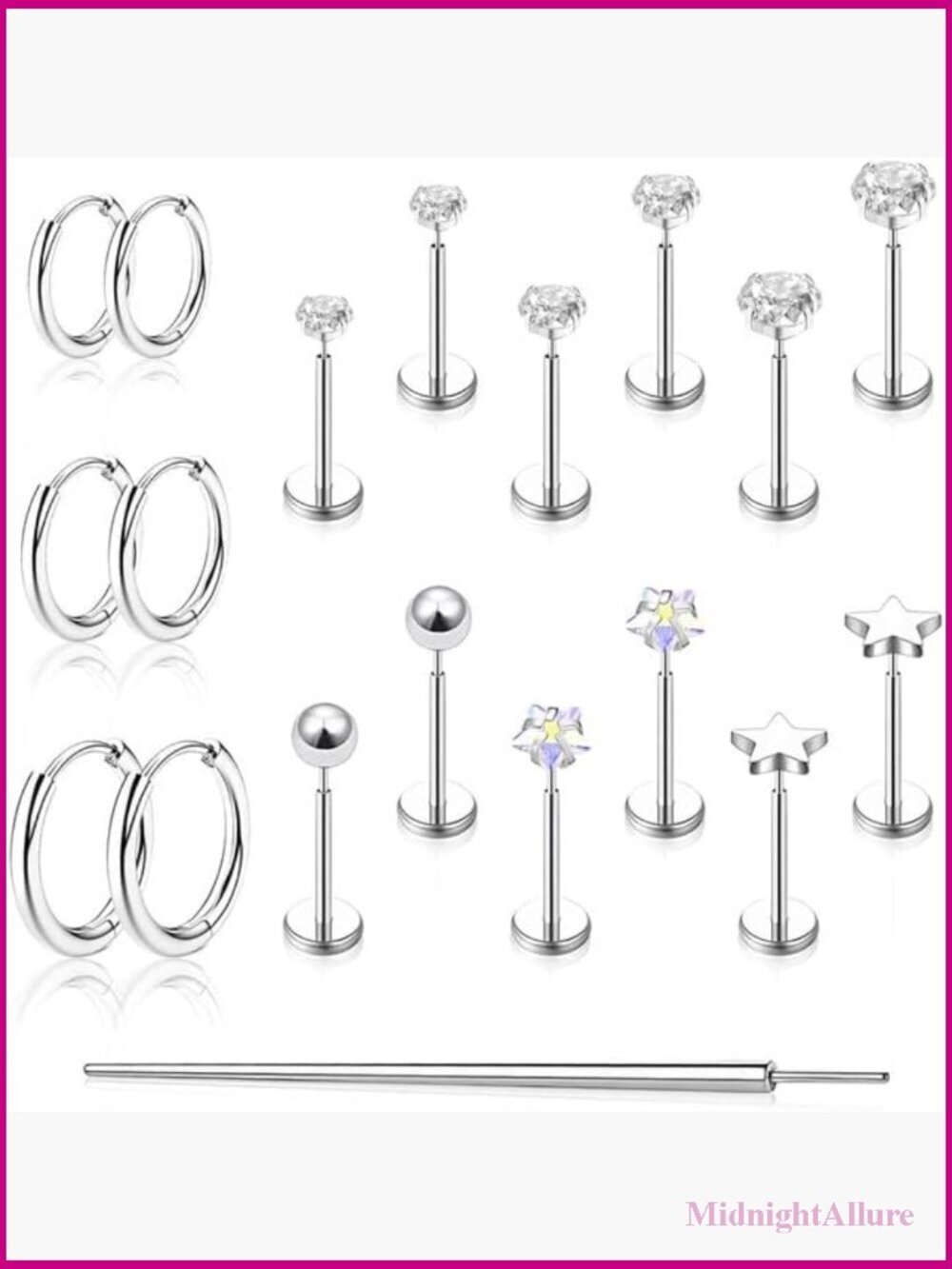 Hypoallergenic Surgical Steel Flat Back Stud Earrings - Cartilage Tragus Helix